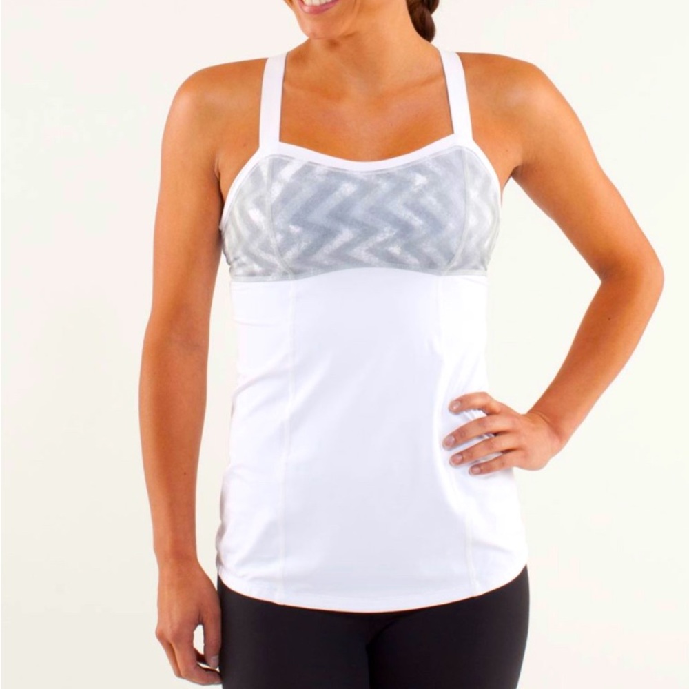 Sz 10 | Lululemon Run: Catch Me Tank | EUC | White/Blazer Fossil